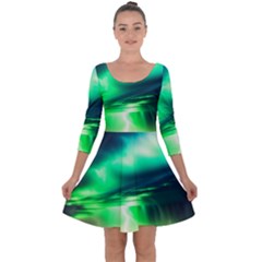 Lake Storm Neon Quarter Sleeve Skater Dress by Bangk1t