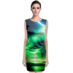 Lake Storm Neon Sleeveless Velvet Midi Dress