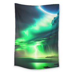 Lake Storm Neon Large Tapestry