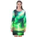 Lake Storm Neon Long Sleeve Chiffon Shift Dress  View1