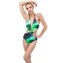 Lake Storm Neon Plunging Cut Out Swimsuit View1