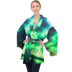 Lake Storm Neon Long Sleeve Velvet Kimono  by Bangk1t