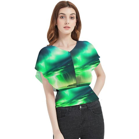 Lake Storm Neon Butterfly Chiffon Blouse by Bangk1t