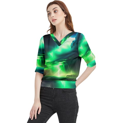 Lake Storm Neon Quarter Sleeve Blouse by Bangk1t