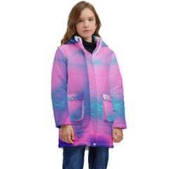 Geometry Abstract Pattern Hypercube Kids  Hooded Longline Puffer Jacket by Bangk1t