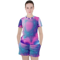 Geometry Abstract Pattern Hypercube Women s T-shirt And Shorts Set