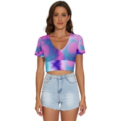 Geometry Abstract Pattern Hypercube V-neck Crop Top by Bangk1t