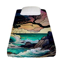 Tree Wave Ocean Fitted Sheet (single Size) by Bangk1t