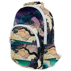 Tree Wave Ocean Rounded Multi Pocket Backpack by Bangk1t