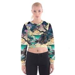 Tree Wave Ocean Cropped Sweatshirt