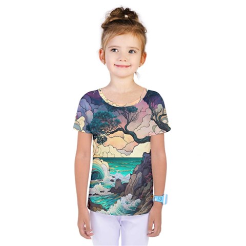 Tree Wave Ocean Kids  One Piece T-shirt by Bangk1t