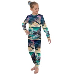 Tree Wave Ocean Kids  Long Sleeve Set 