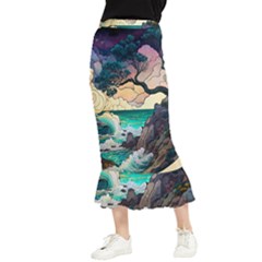 Tree Wave Ocean Maxi Fishtail Chiffon Skirt by Bangk1t