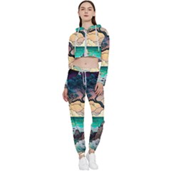 Tree Wave Ocean Cropped Zip Up Lounge Set by Bangk1t