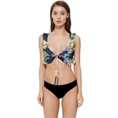 Tree Wave Ocean Low Cut Ruffle Edge Bikini Top