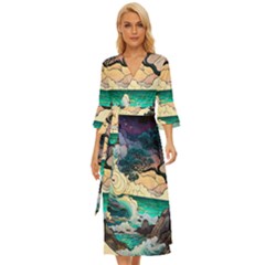 Tree Wave Ocean Midsummer Wrap Dress by Bangk1t