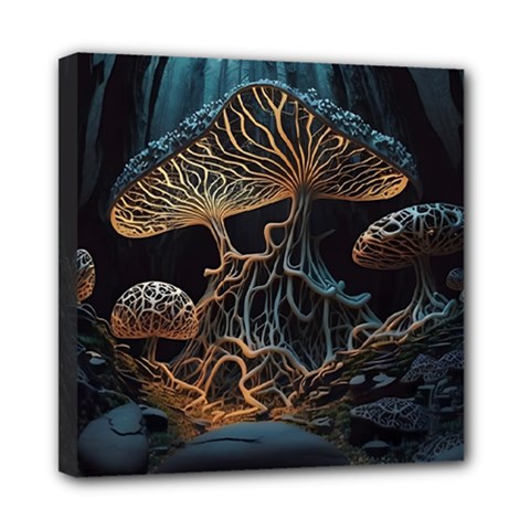 Forest Mushroom Wood Mini Canvas 8  X 8  (stretched) by Bangk1t