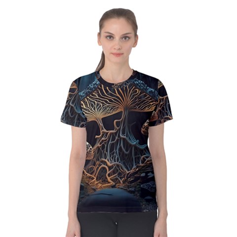 Forest Mushroom Wood Women s Cotton T-shirt by Bangk1t