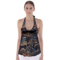 Forest Mushroom Wood Tie Back Tankini Top by Bangk1t