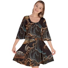 Forest Mushroom Wood Velour Kimono Dress by Bangk1t