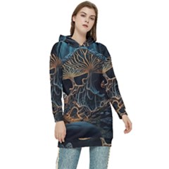 Forest Mushroom Wood Women s Long Oversized Pullover Hoodie