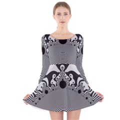 Pattern Illusion Fractal Mandelbrot Long Sleeve Velvet Skater Dress