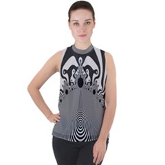 Pattern Illusion Fractal Mandelbrot Mock Neck Chiffon Sleeveless Top by Bangk1t