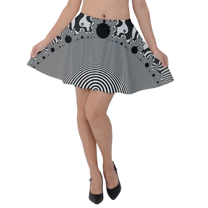 Pattern Illusion Fractal Mandelbrot Velvet Skater Skirt