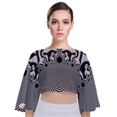 Pattern Illusion Fractal Mandelbrot Tie Back Butterfly Sleeve Chiffon Top by Bangk1t