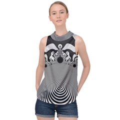 Pattern Illusion Fractal Mandelbrot High Neck Satin Top by Bangk1t