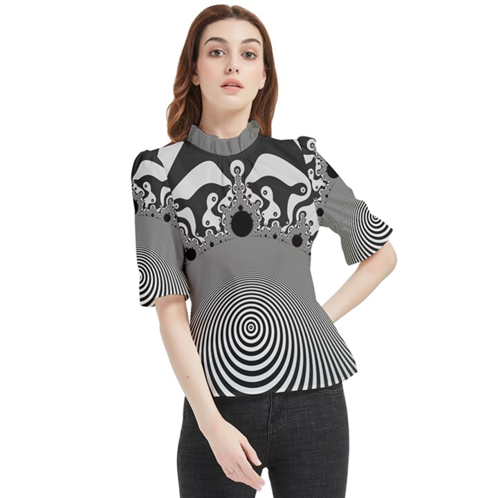 Pattern Illusion Fractal Mandelbrot Frill Neck Blouse