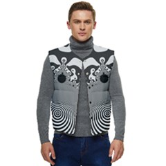 Pattern Illusion Fractal Mandelbrot Men s Button Up Puffer Vest	