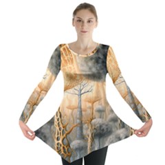 Garden Mushrooms Tree Flower Long Sleeve Tunic  by Bangk1t