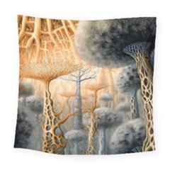 Garden Mushrooms Tree Flower Square Tapestry (large)