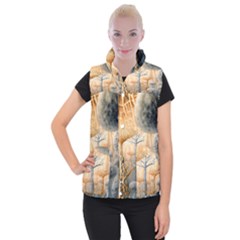 Garden Mushrooms Tree Flower Women s Button Up Vest