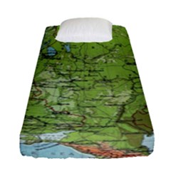 Map Earth World Russia Europe Fitted Sheet (single Size)