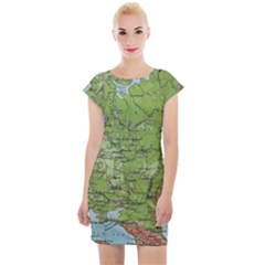 Map Earth World Russia Europe Cap Sleeve Bodycon Dress by Bangk1t