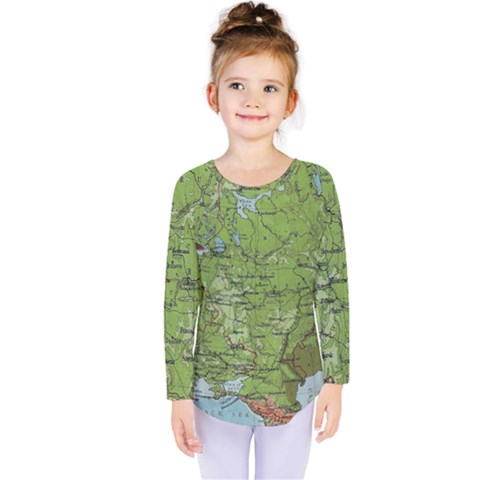 Map Earth World Russia Europe Kids  Long Sleeve T-shirt by Bangk1t