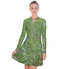 Map Earth World Russia Europe Long Sleeve Panel Dress by Bangk1t