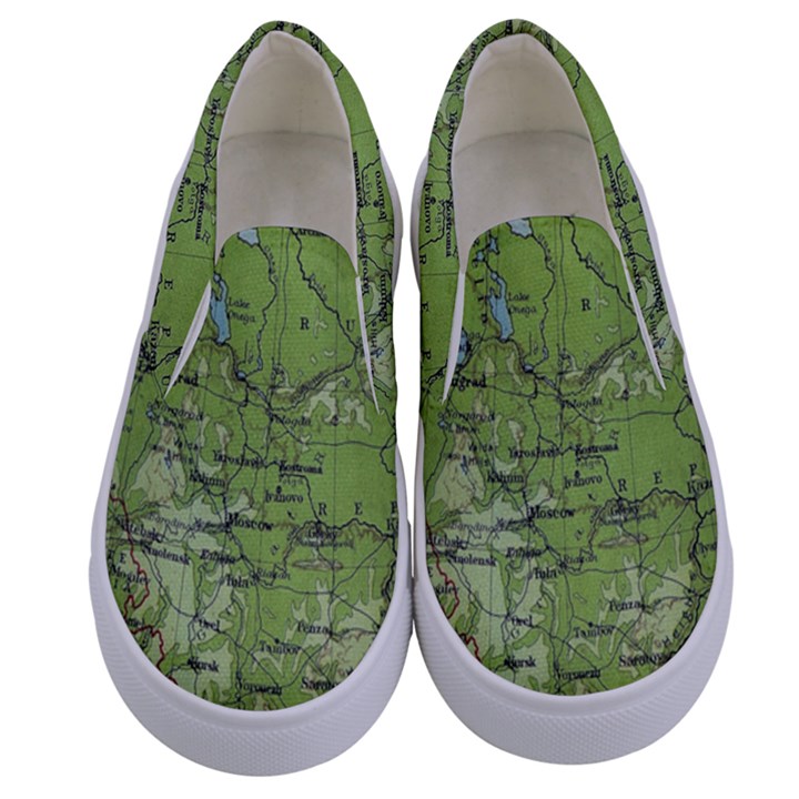 Map Earth World Russia Europe Kids  Canvas Slip Ons