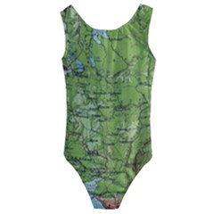 Map Earth World Russia Europe Kids  Cut-out Back One Piece Swimsuit by Bangk1t