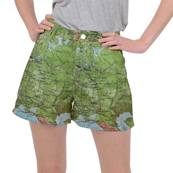 Map Earth World Russia Europe Women s Ripstop Shorts