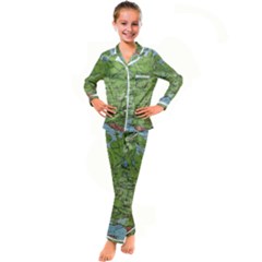 Map Earth World Russia Europe Kids  Satin Long Sleeve Pajamas Set by Bangk1t