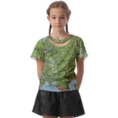 Map Earth World Russia Europe Kids  Front Cut T-shirt by Bangk1t