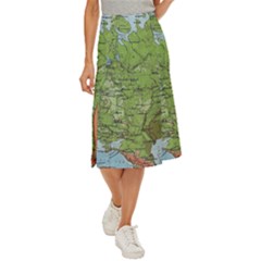 Map Earth World Russia Europe Midi Panel Skirt by Bangk1t