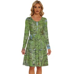 Map Earth World Russia Europe Long Sleeve Dress With Pocket by Bangk1t