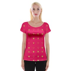 Heart Pattern Design Cap Sleeve Top by Ravend