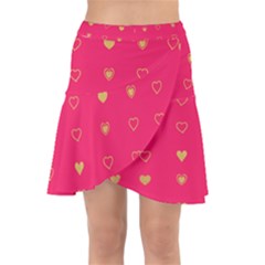 Heart Pattern Design Wrap Front Skirt by Ravend