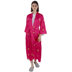 Heart Pattern Design Maxi Satin Kimono by Ravend