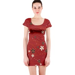 Flower Washi Floral Background Short Sleeve Bodycon Dress by Ravend